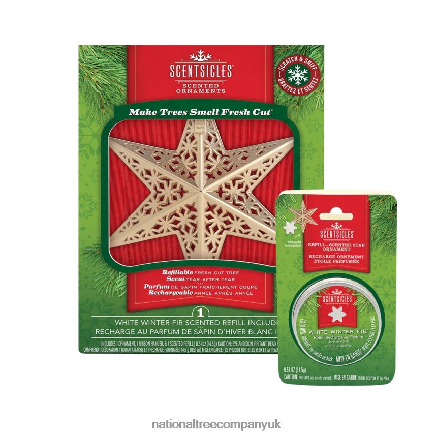 decoration | National Tree Company Scentsicles Decorative Ornament Metal Gold Star White Winter Fir with Refill F2L4F545